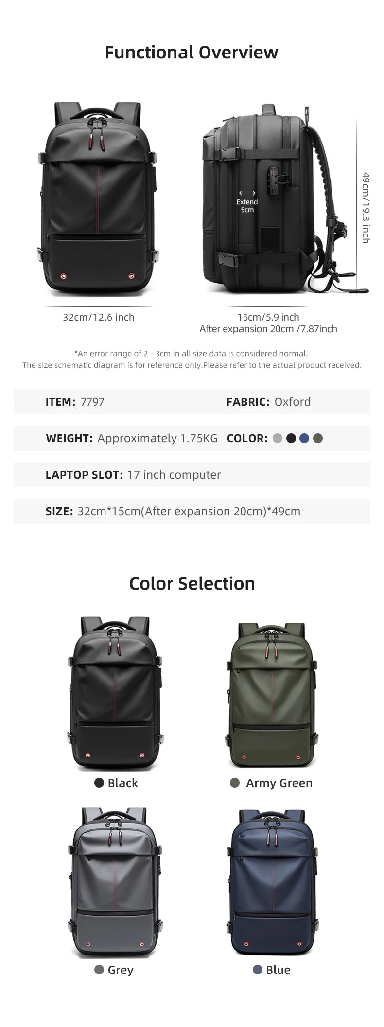 Travel vacuum Backpack