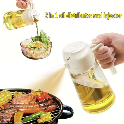 2-in-1 Plastic Spray Oil Bottle - 500ml