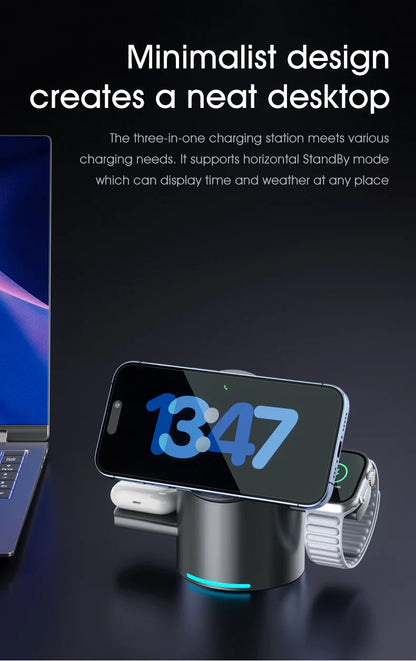 15W 3 In  Magnetic Autorotation AI Wireless Charger For iPhone
