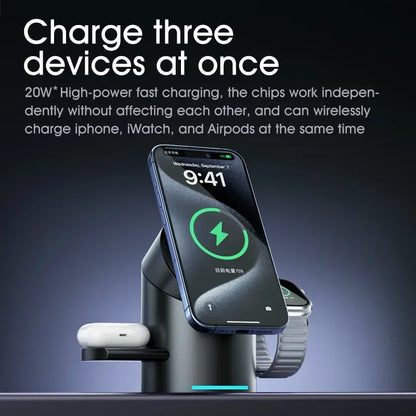 15W 3 In  Magnetic Autorotation AI Wireless Charger For iPhone