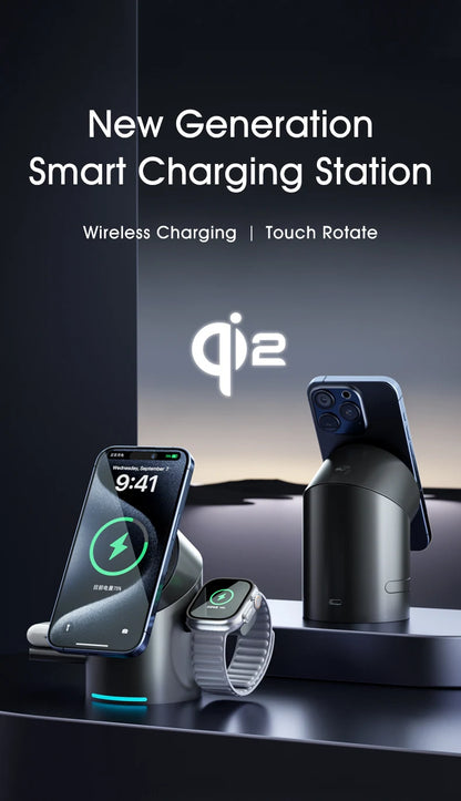 15W 3 In  Magnetic Autorotation AI Wireless Charger For iPhone