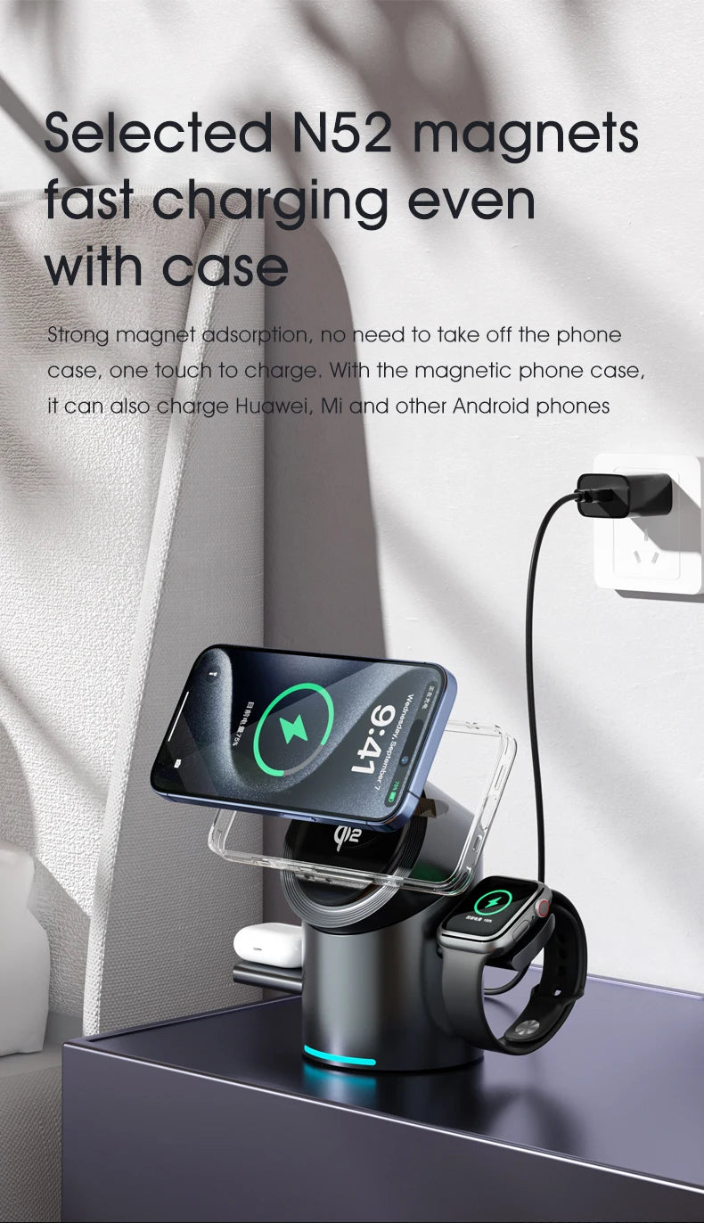 15W 3 In  Magnetic Autorotation AI Wireless Charger For iPhone