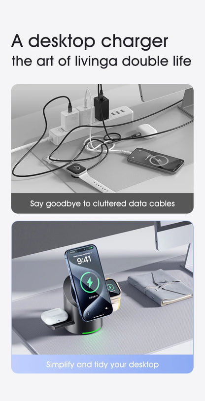 15W 3 In  Magnetic Autorotation AI Wireless Charger For iPhone