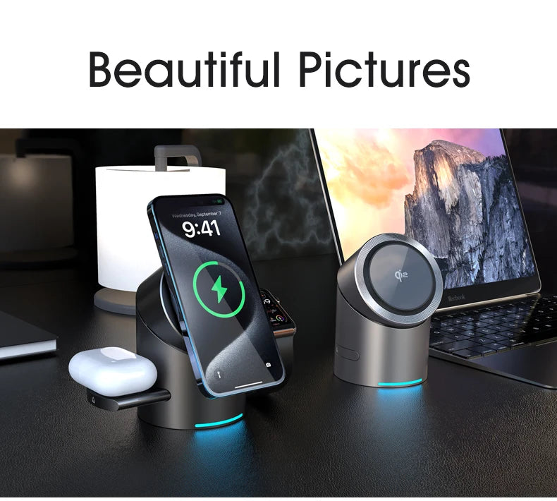 15W 3 In  Magnetic Autorotation AI Wireless Charger For iPhone