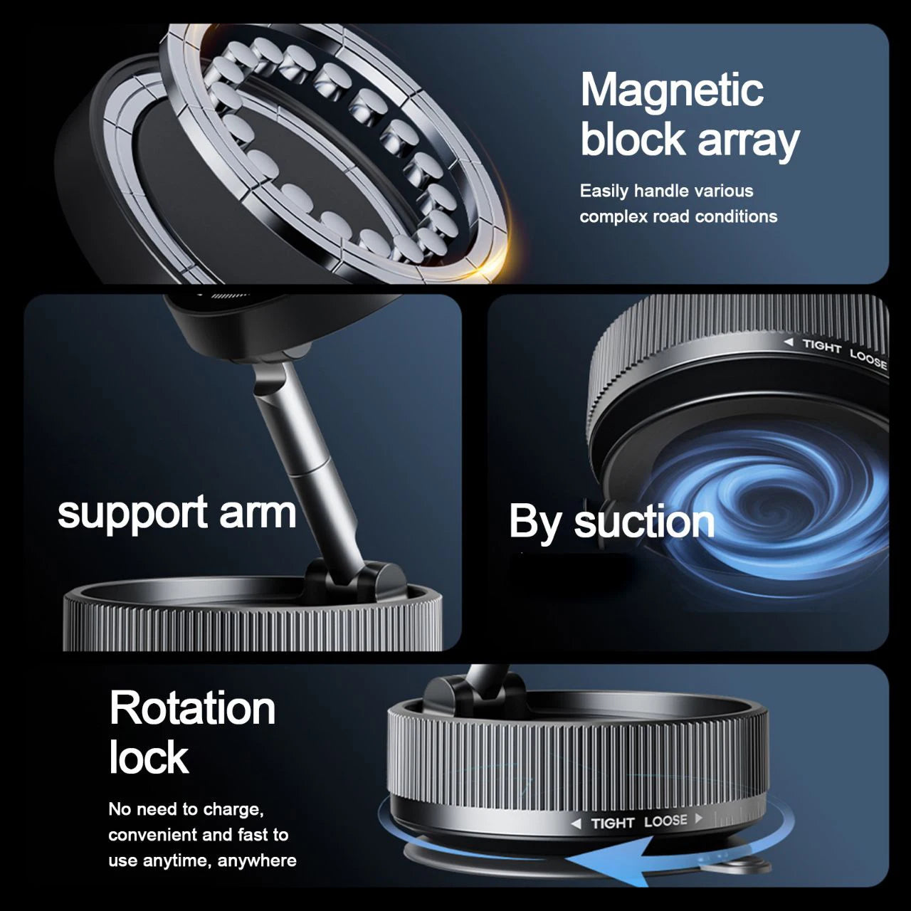 Magnetic Vacuum Phone Holder. 1+1 Free